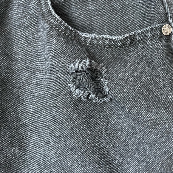 Missguided Distressed Black Denim Mini Skirt Size 6 - Picture 8 of 15